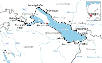 Karte zur klassischen Bodensee Radreise
