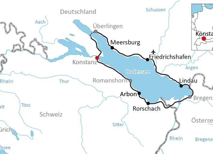 Karte zum Bodensee-Urlaub mit Kindern
