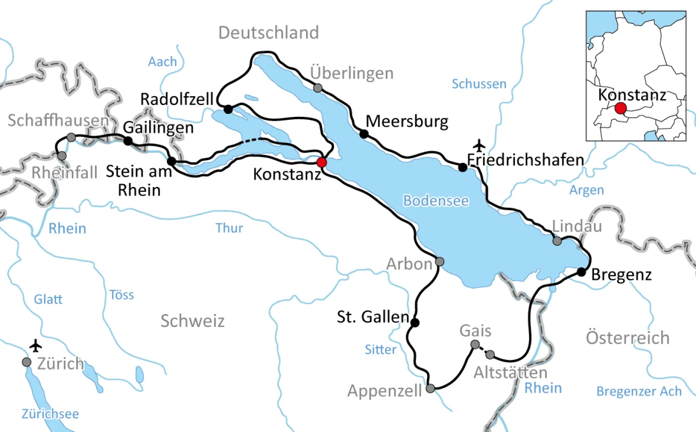 Karte: Radurlaub am Bodensee