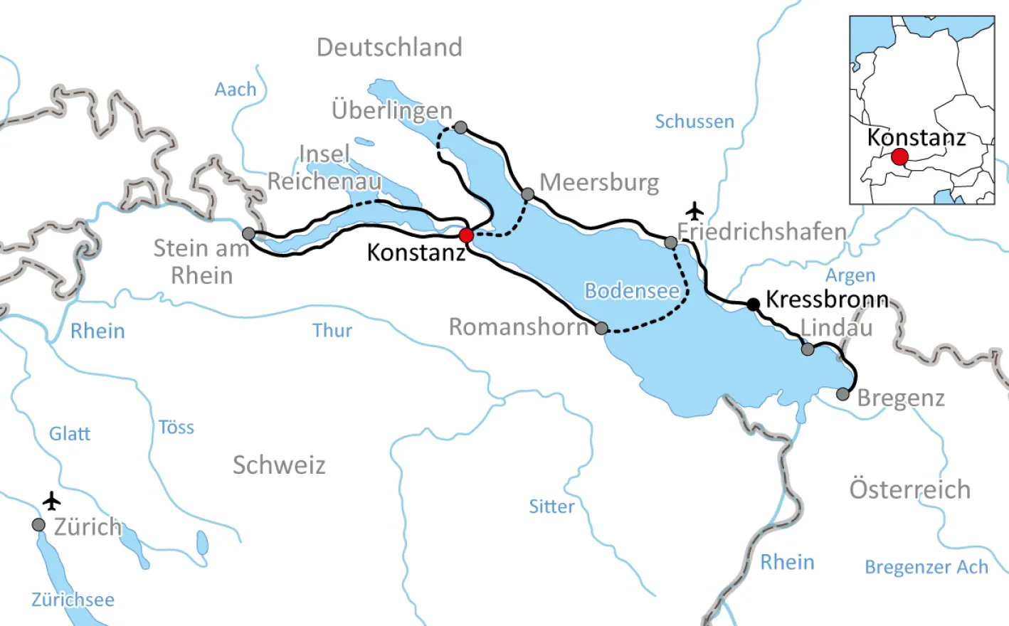 Karte: Aktivurlaub am Bodensee