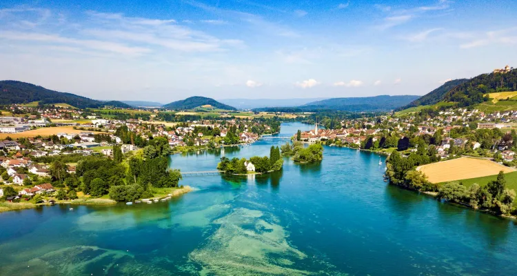 Blick auf Stein am Rhein und die Insel Werd