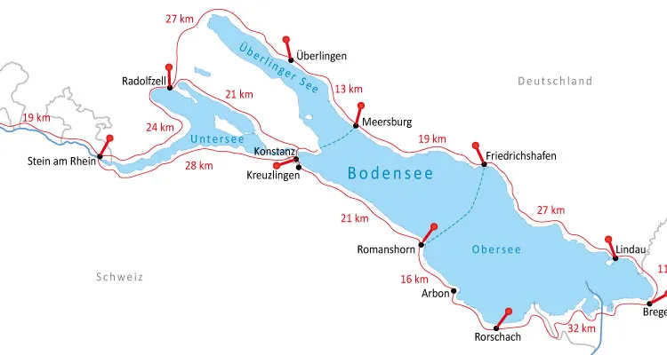 Entfernungen am Bodensee-Radweg